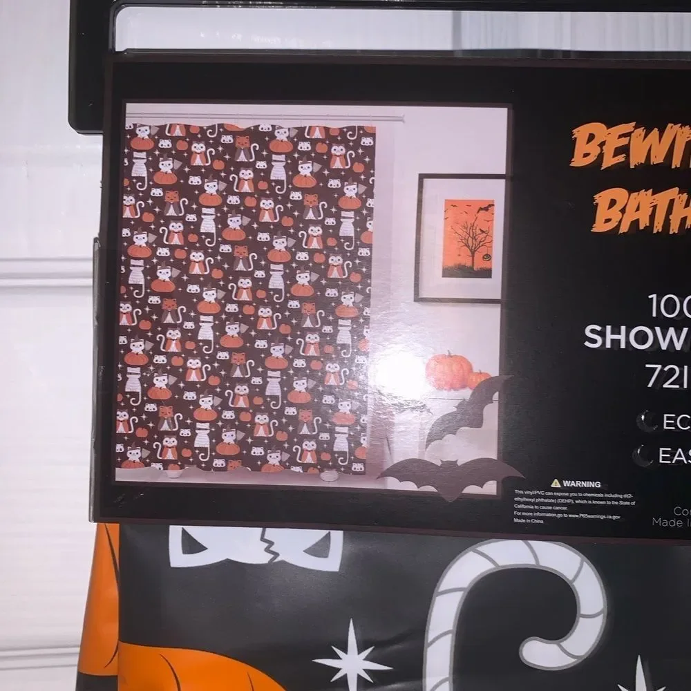 Black Kitty Cat Halloween Costumes Shower Curtain